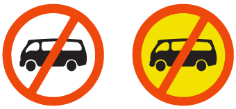 Mini buses prohibited sign
